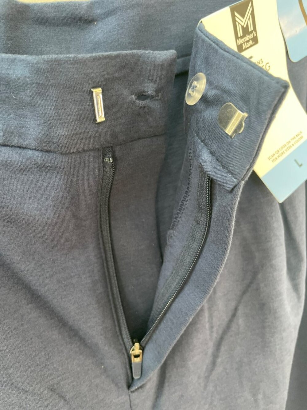 Member's Mark Wide Leg Trousers Blue Soft Knit Zipper Women's Size L NWT - Picture 5 of 7